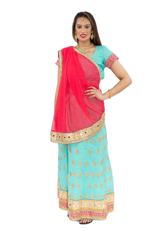 Buy More, Save More Majestic Teal and Pink Lehenga - SNT11083