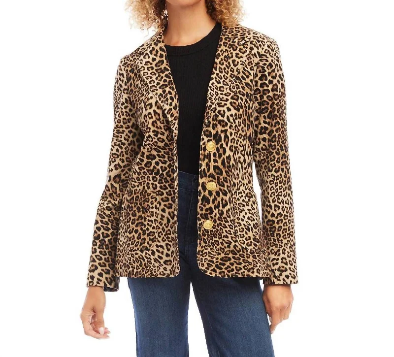 Unmissable Offer Animal Print Corduroy Jacket In Leopard