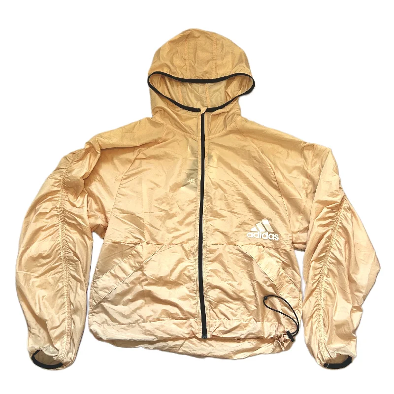 Big Discounts Athletic Jacket By Adidas In Black & Tan, Size: S