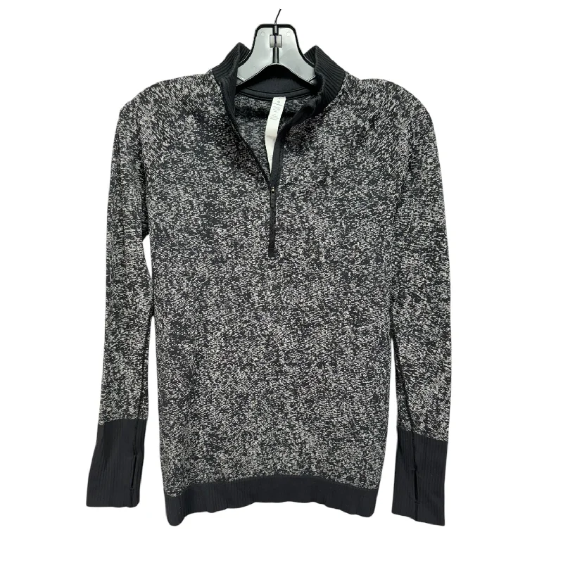 Athletic Top Long Sleeve Collar By Lululemon In Black & Grey, Size: 6