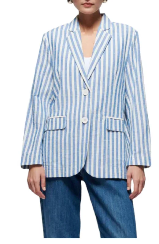 Members Only Beau Blazer In Blue Parisian Stripe