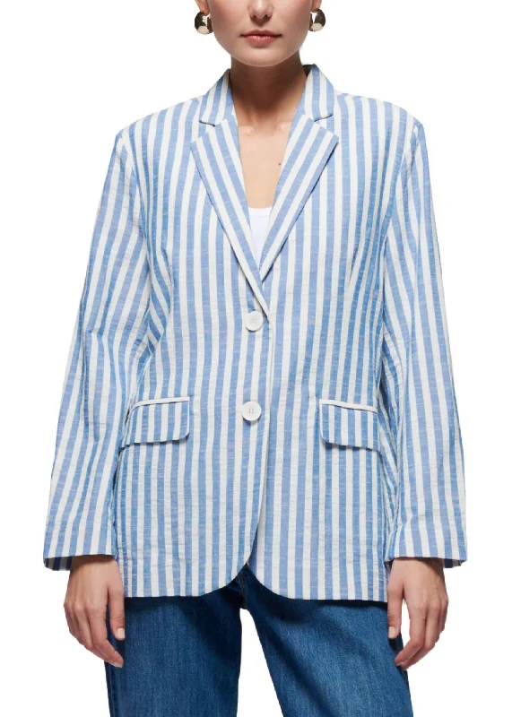 New Markdowns Beau Oversized Blazer In Parisian Blue Stripe