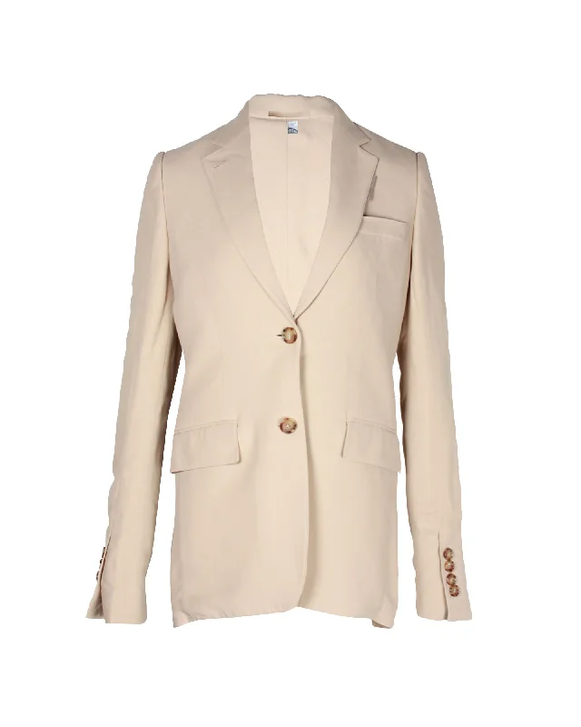 Instant Savings Burberry Single-Breasted Blazer in Beige Viscose