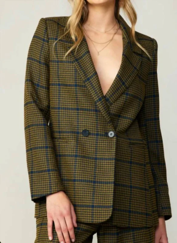 Factory Direct Sale Checkered Blazer In Navy-Olive