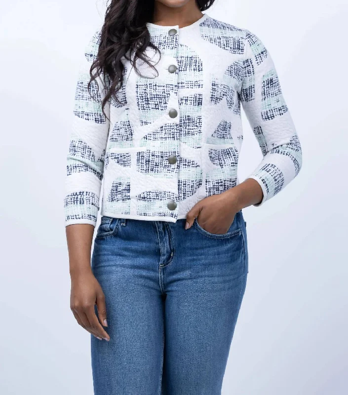 Special Promotion Circle Sequence Knit Jacket In Cream Multi