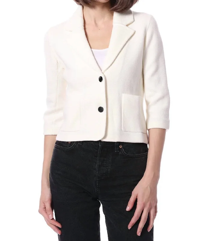 Fantastic Offers Cotton Blend Shrunken Blazer In White