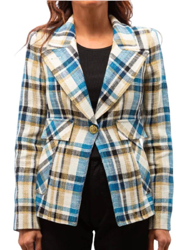 Exclusive Savings Cut-Away Blazer In Summer Plaid