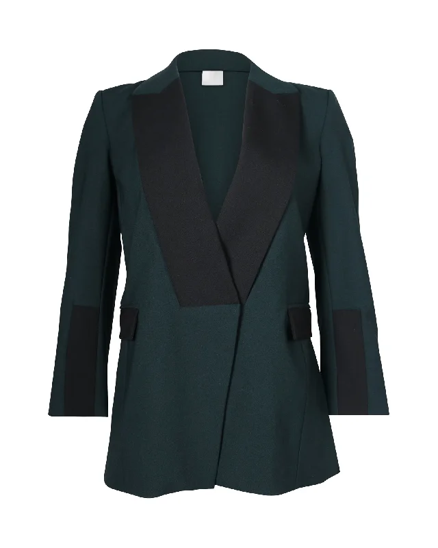 Markdown Madness Dion Lee Two-Toned Blazer in Forest Green and Black Polyester