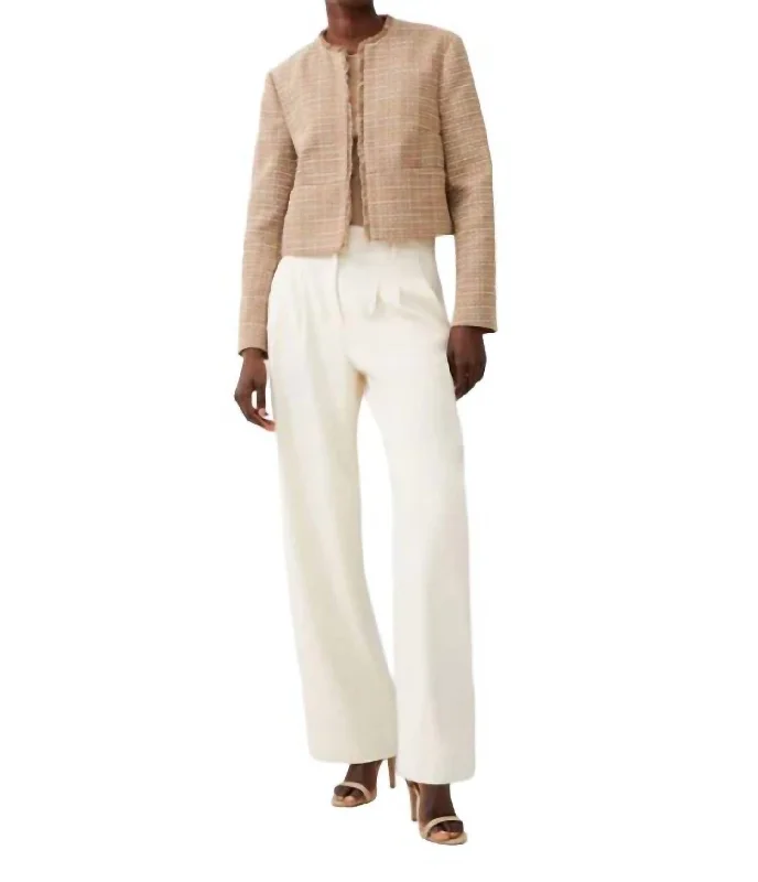 Massive Deals Effie Boucle Collarless Blazer In Camel/classic Cream