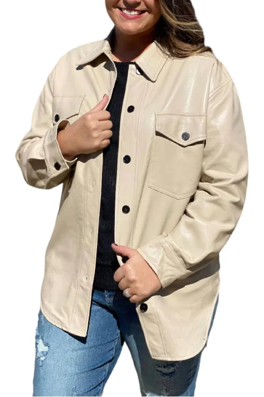 Sale Event Faux Force Leather Jacket - Plus Size In Oatmeal
