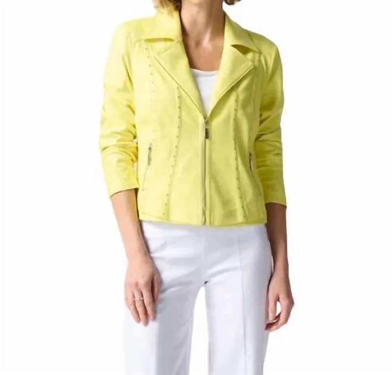 Limited Edition Foiled Suede Fitted Jacket In Yellow