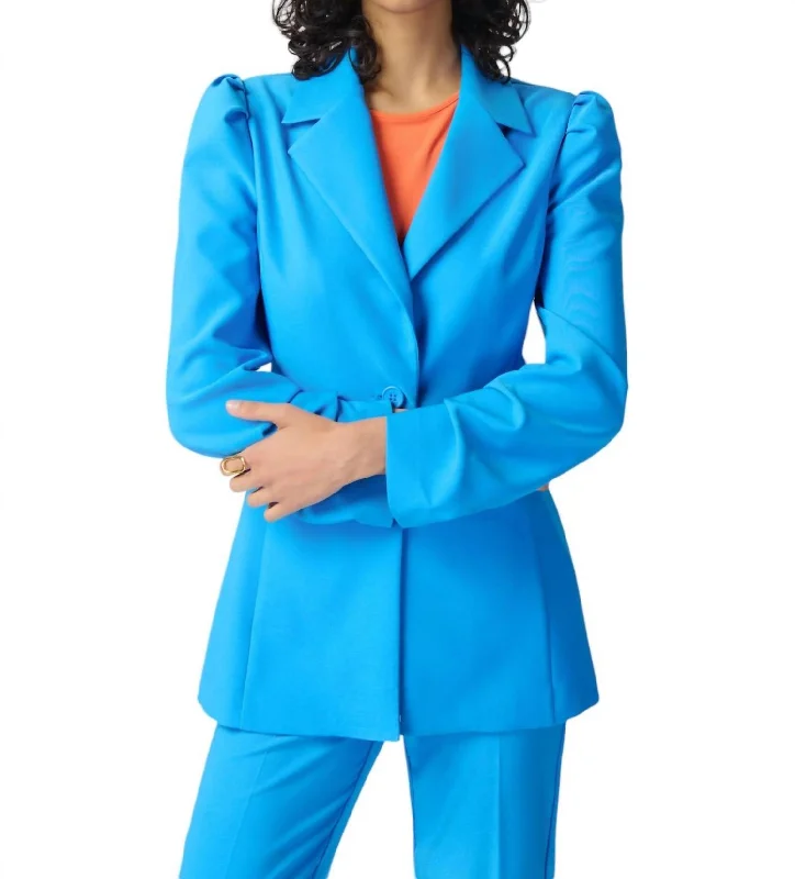 Instant Discount Formal Single Breasted Blazer In French Blue