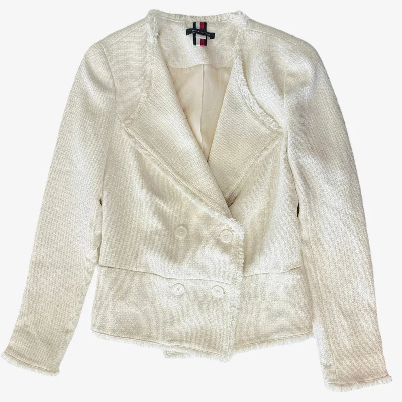 Buy More, Save More Frayed-Hem Double-Breasted Blazer By Tommy Hilfiger In Cream, Size: 4