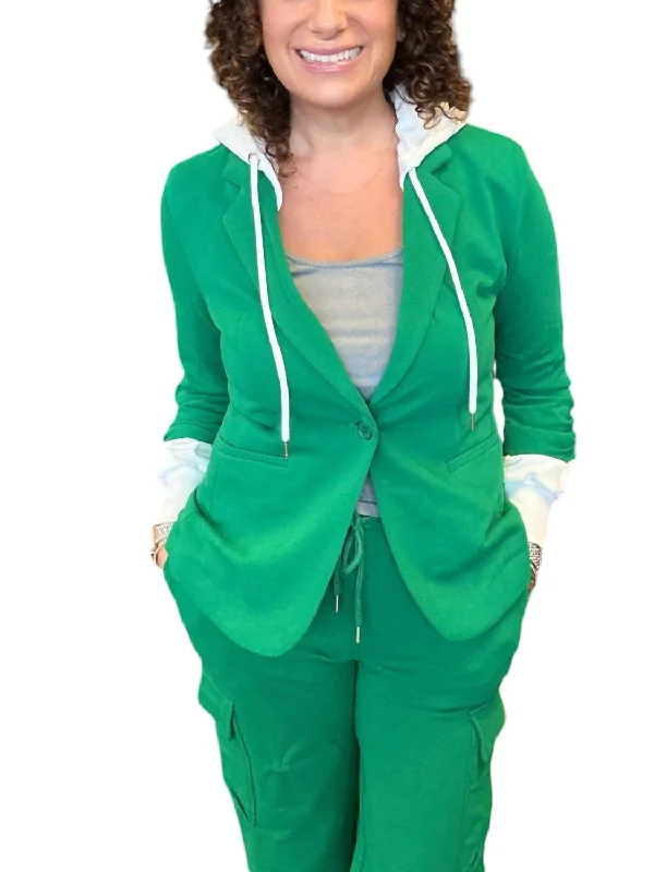 Midnight Madness French Terry Blazer With Hoodie In Green