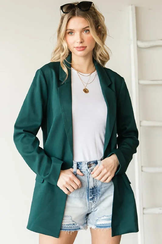 Early Access Full Size Open Front Long Sleeve Blazer with Pockets