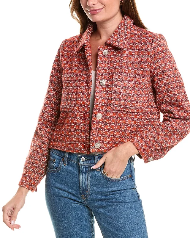 Price Rollback Gracia Front Pocket Tweed Cropped Blazer