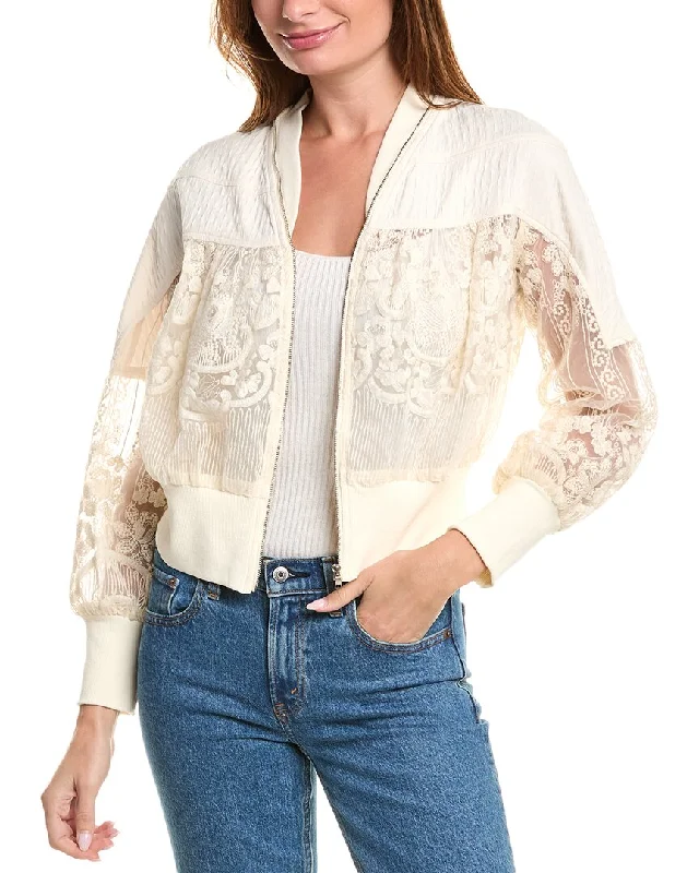 Special Price Gracia Patchwork Lace Embroidered Zip-Up Jacket