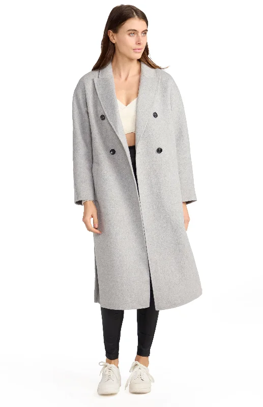 Bargain Bin Guestlist Oversized Double Breasted Coat - Grey Marle