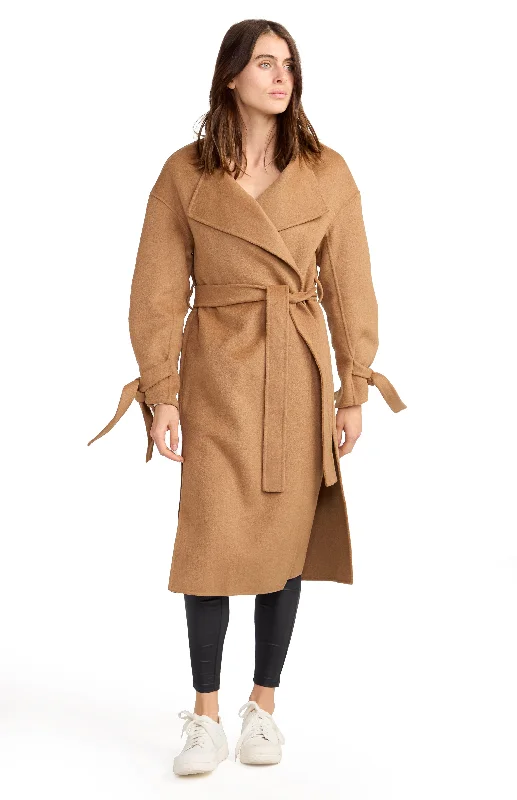 Savings Bonanza Head Over Heels Collarless Robe Coat - Camel