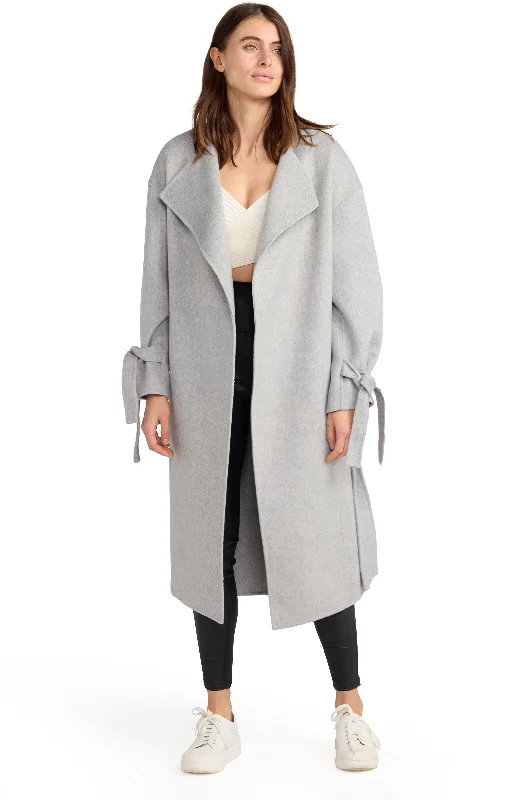 Exclusive Preview Head Over Heels Collarless Robe Coat - Grey Marle