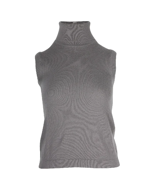 Sneak Peek Sale Hermes Sleeveless Turtleneck Top in Grey Cashmere (Top Only)