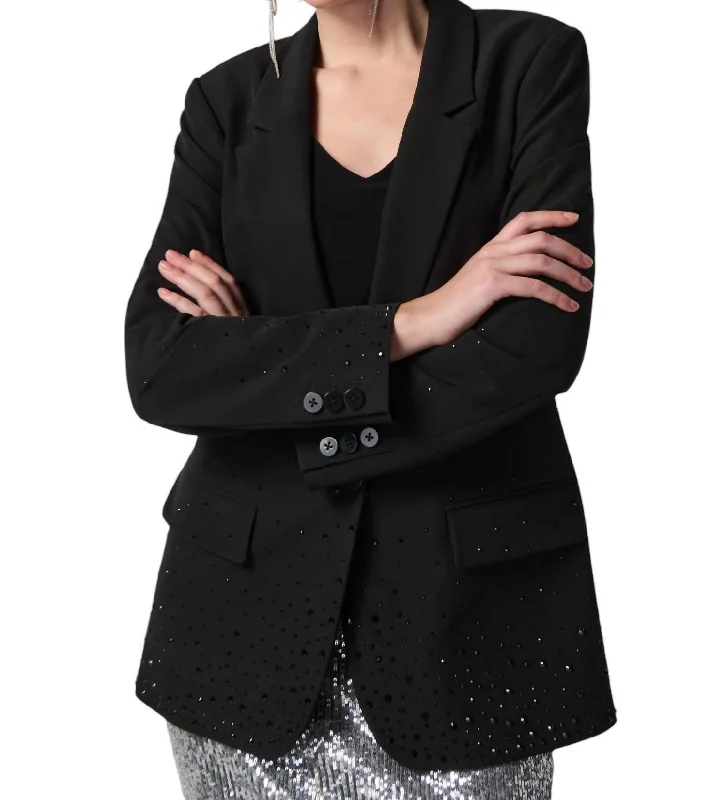 Huge Discounts Hip-Length Formal Blazer In Black