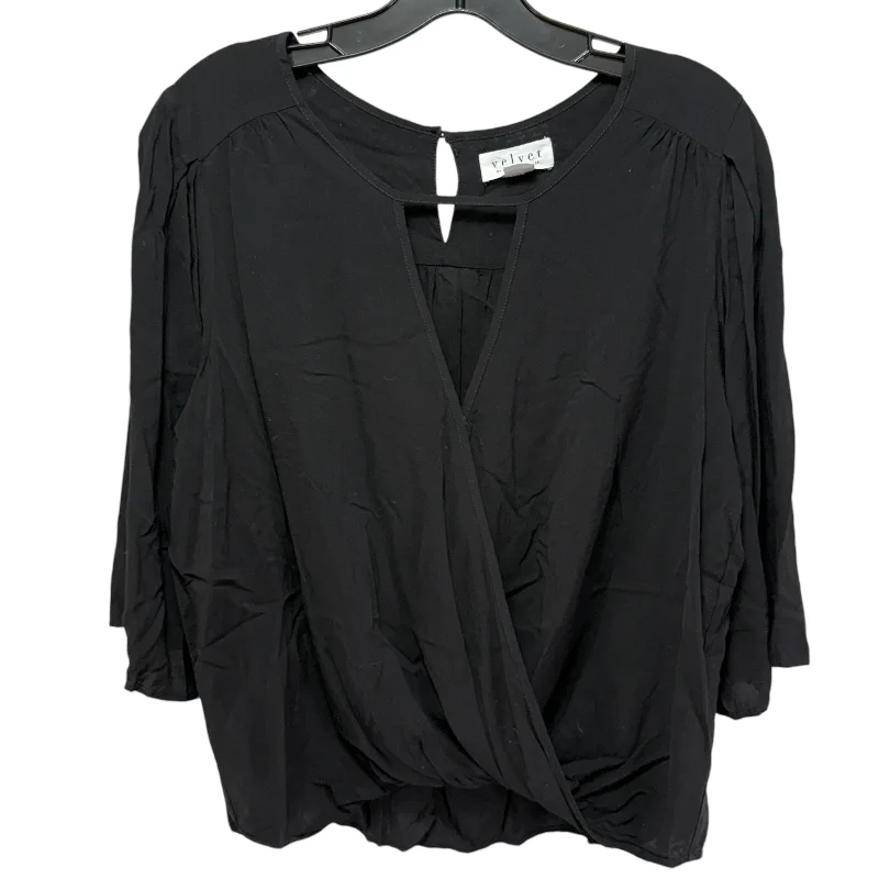 Reduced Prices Ida Wrap-Effect Voile Top By Velvet In Black, Size: XL