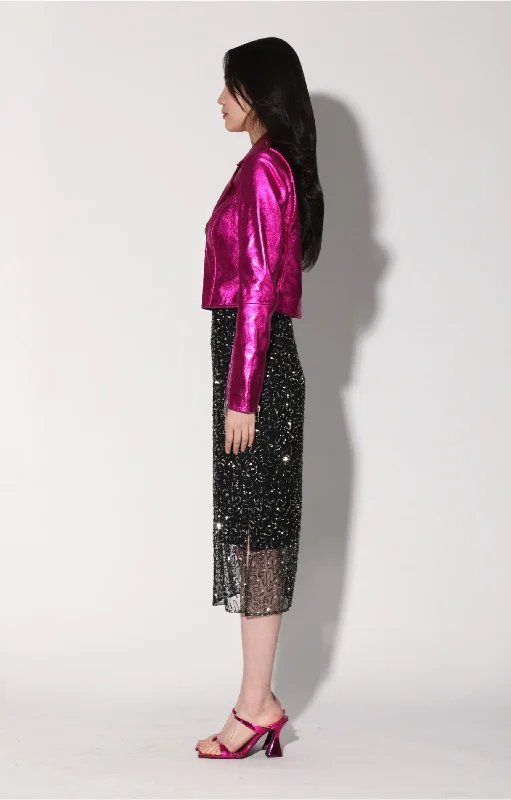 Season Finale Sale Jenny Jacket, Fuchsia Metallic - Leather