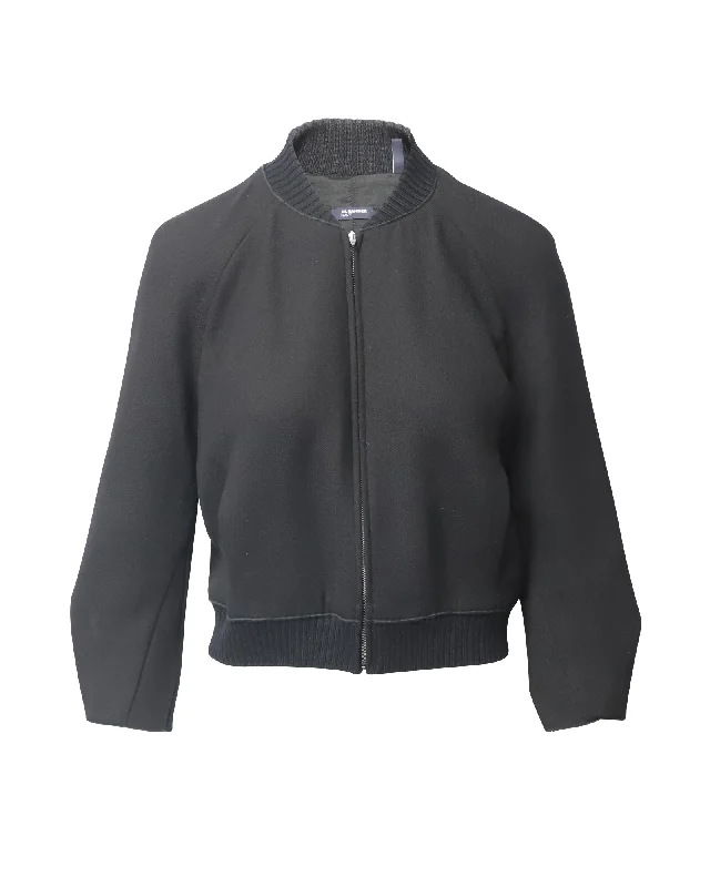 Hurry In Jil Sander Navy Line Bomber Jacket in Black Polyester