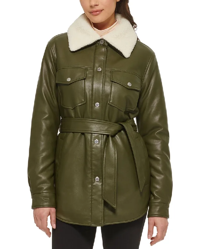 Daily Deals Kenneth Cole Mixed Media Belted Shacket