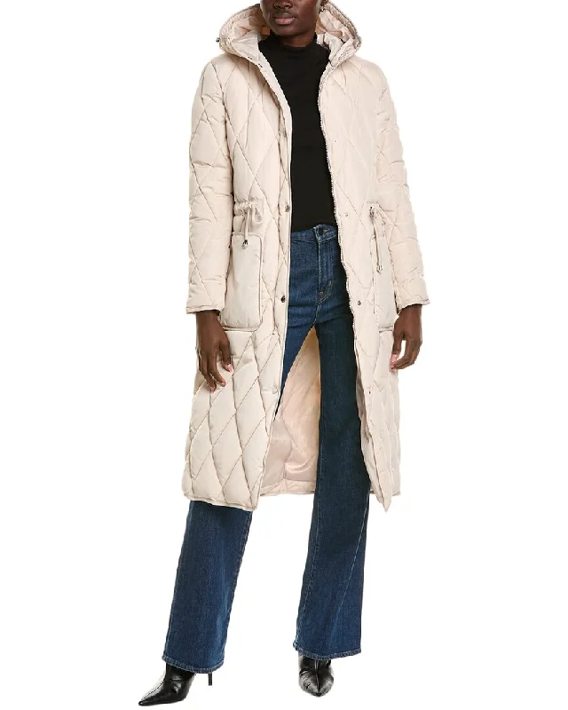 Online Only Kenneth Cole New York Diamond Quilted Long Coat
