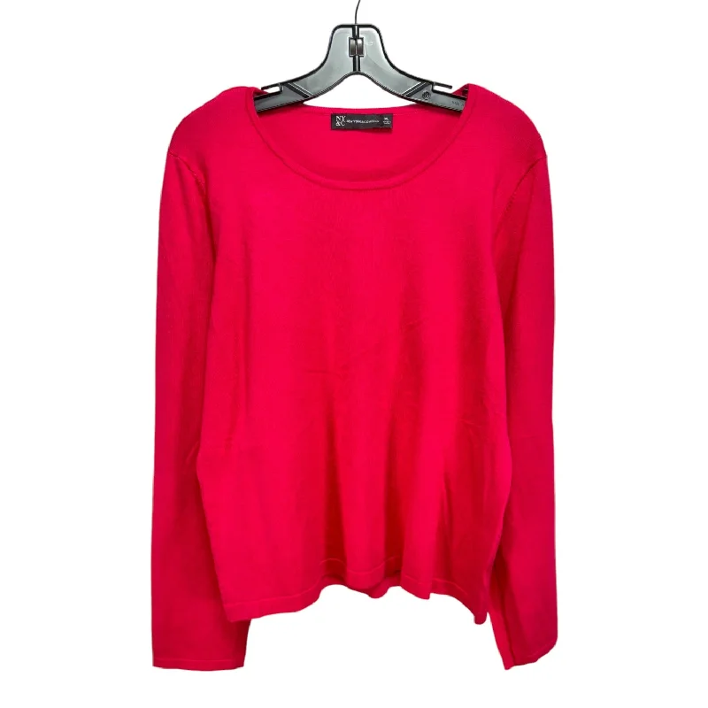 Don't Miss Knit Split Sleeve Top Long Sleeve By New York And Co In Pink, Size: Xl