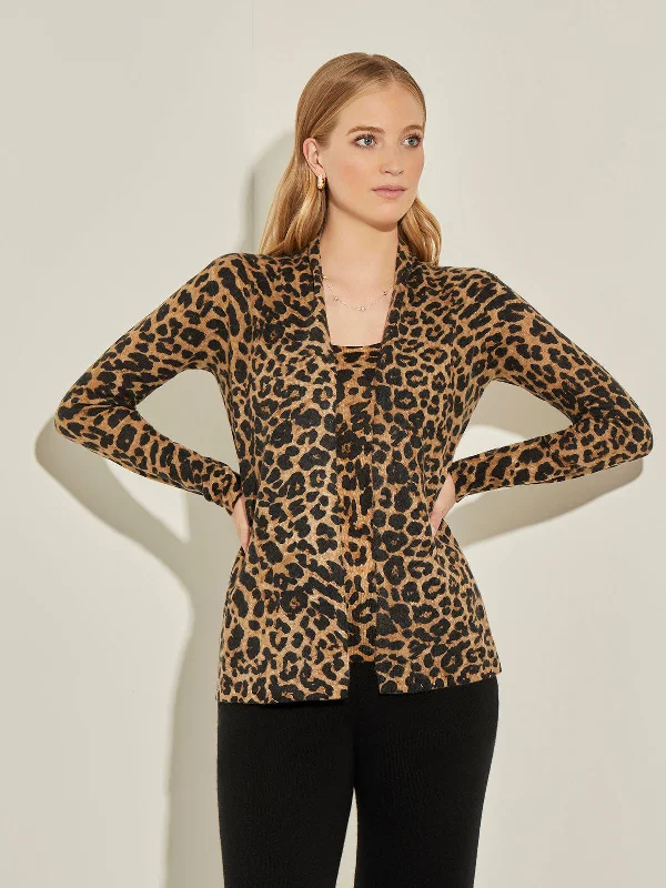 Don't Miss Leopard Print Open Front Cashmere Cardigan