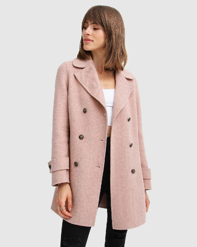 Liberty Sherpa Collar Wool Blend Coat - Blush