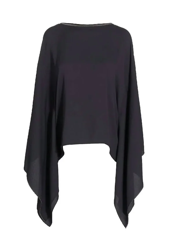 Take Advantage Marocaine Cape Top In Black