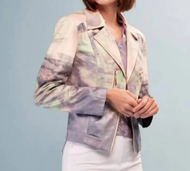 Super Sale Moto Leather Jacket In Liquid Desert