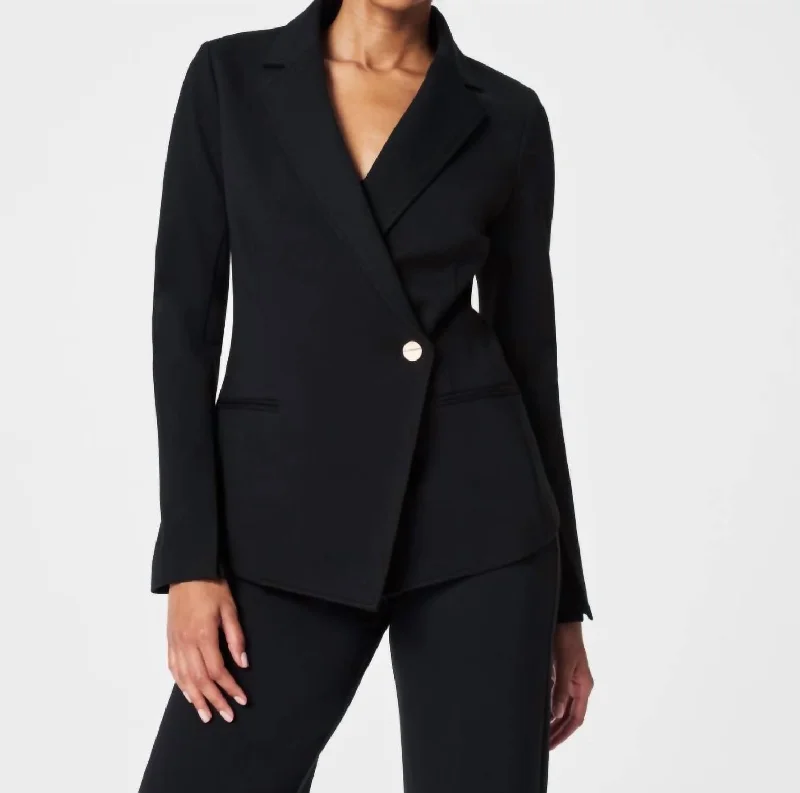 Perfect Asymmetrical Tailored Blazer In Black