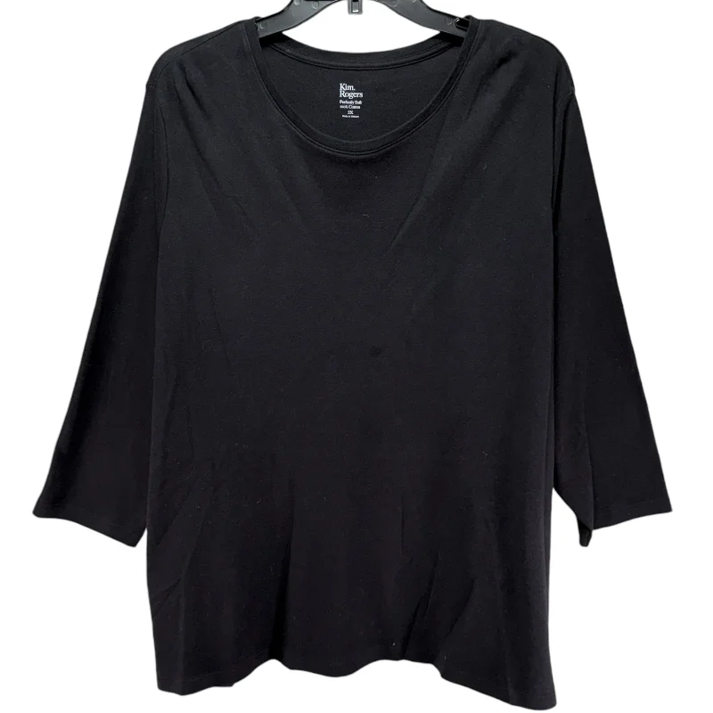Seasonal Sale Perfectly Soft 100% Cotton Top Long Sleeve By Kim Rogers In Black, Size: 2x