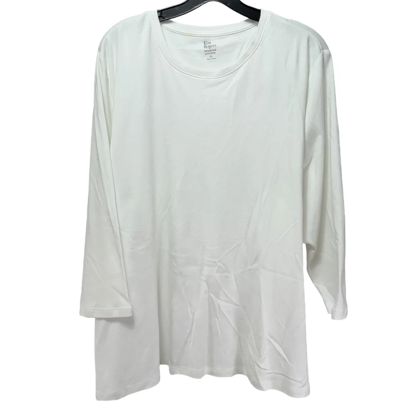 Special Offer Perfectly Soft 100% Cotton Top Long Sleeve By Kim Rogers In White, Size: 2x