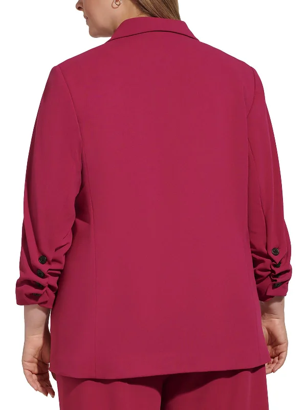 Today’s Special Plus Womens Notch Collar 3/4 Sleeve One-Button Blazer