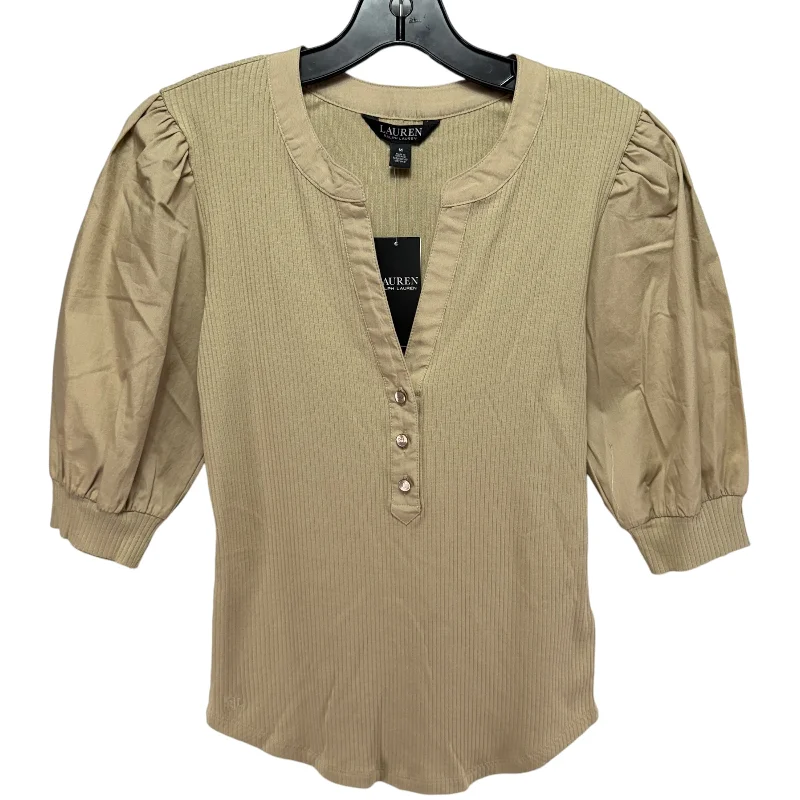 Today Only Puff Sleeve Top 3/4 Sleeve By Lauren By Ralph Lauren In Tan, Size: M