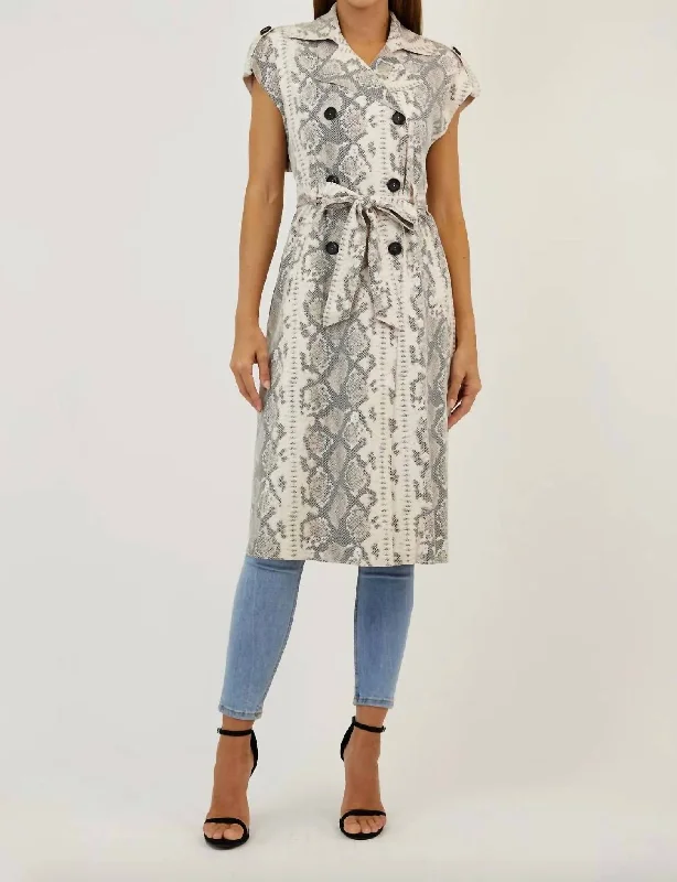 Must-Have Deals Ruth Snake Trench Coat In Blue Snake