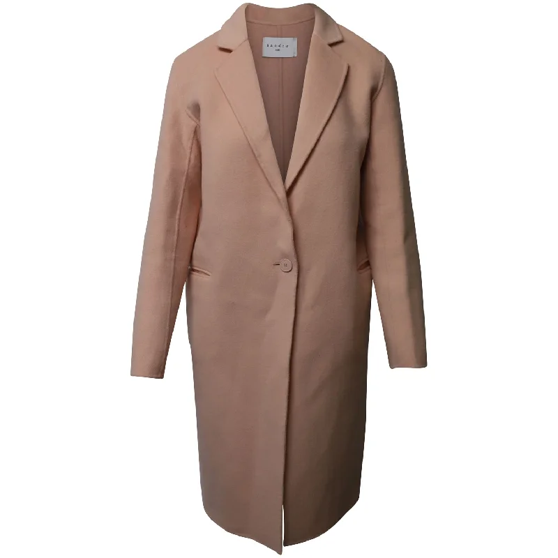 Midnight Madness Sandro Paris Brushed Coat in Pink Wool