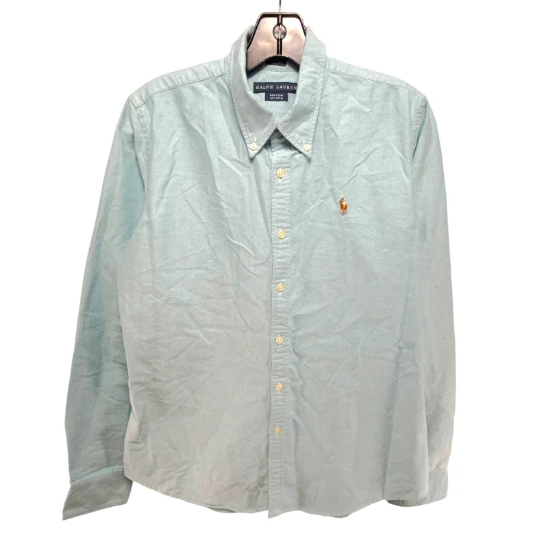 Huge Discounts Slim Fit Button Down Shirt By Ralph Lauren In Aqua, Size: 12