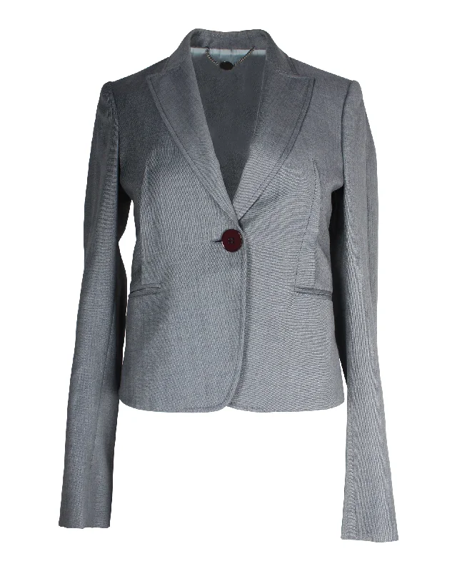 Markdowns Stella McCartney Single-Breasted Blazer in Blue Grey Wool