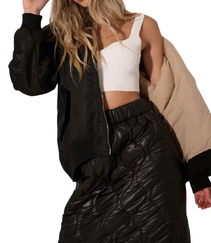 Super Sale Straight Up Bomber Jacket In Black