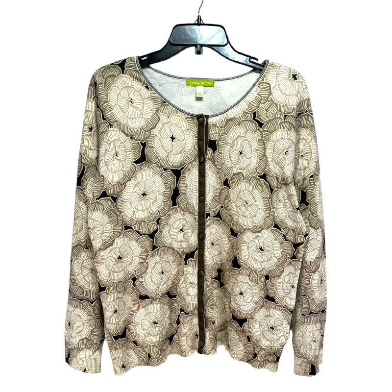 Huge Savings Sweater Cardigan By Sigrid Olsen In Brown & Cream, Size: Xl