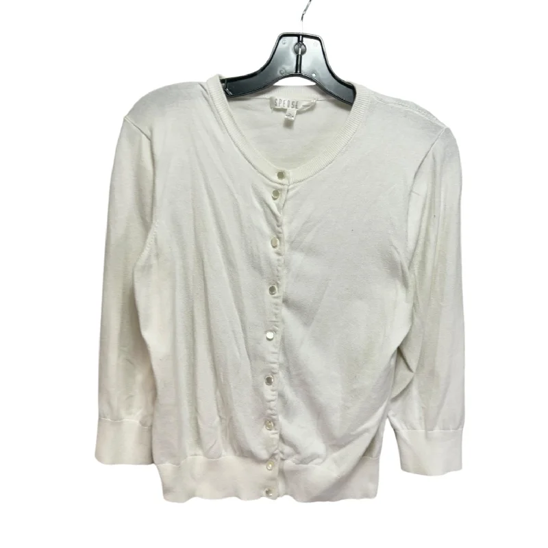 Extra Discounts Sweater Cardigan By Spense In White, Size: Petite L