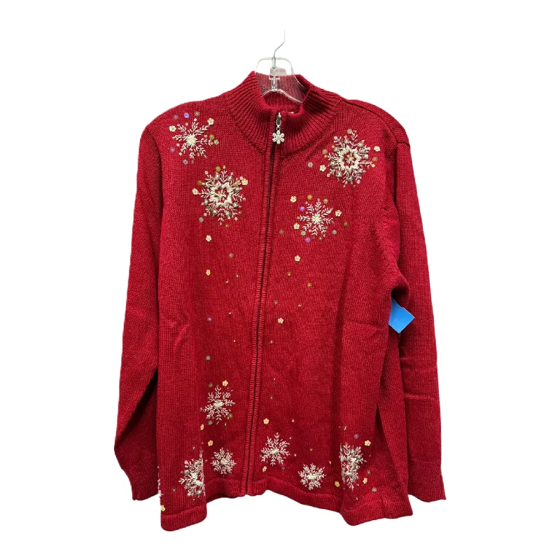New Deals Sweater Cardigan In Red, Size: 1x
