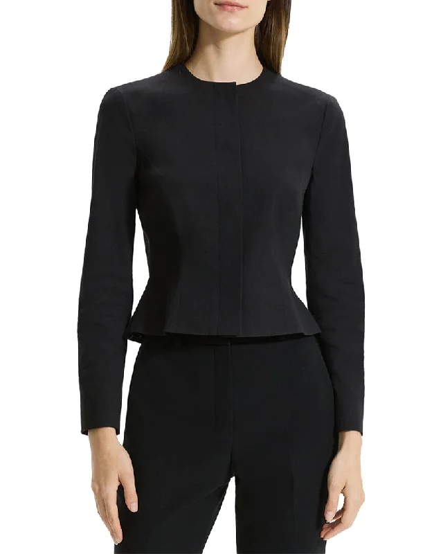 Best Seller Theory Crop Peplum Linen-Blend Jacket